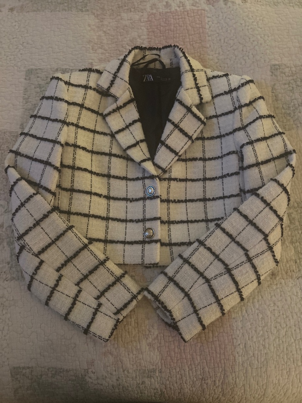 Zara crooped Tweet blazer